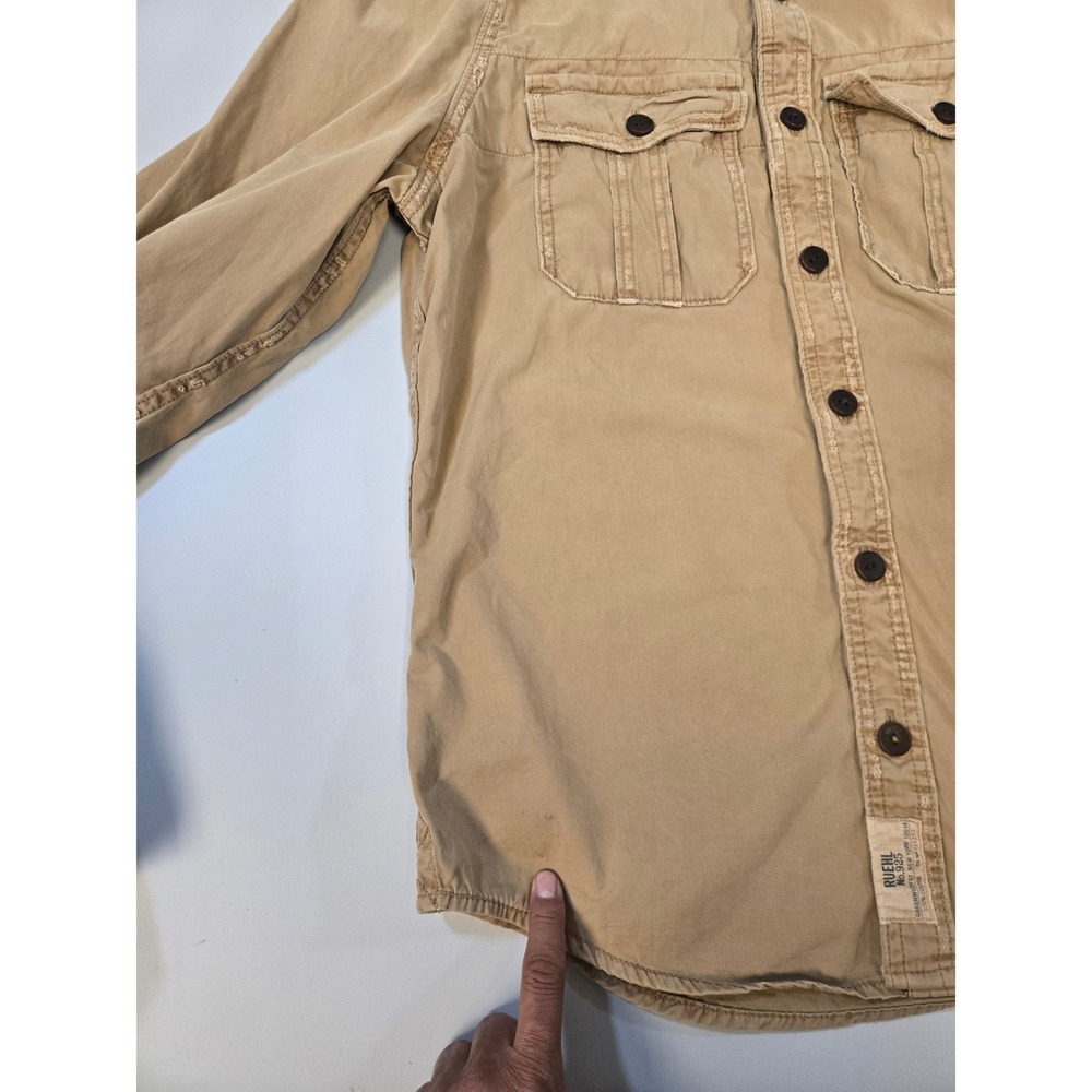 Vintage Ruehl No 925 Mens XL Khaki Tan L/S Military Style Utility Shirt Jacket - Picture 8 of 15